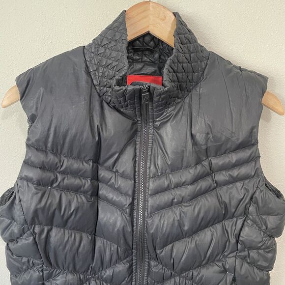 NIKE Down Puffer Vest Womens M Black Tech Full Zip Jacket Pockets Collar - Picture 5 of 13
